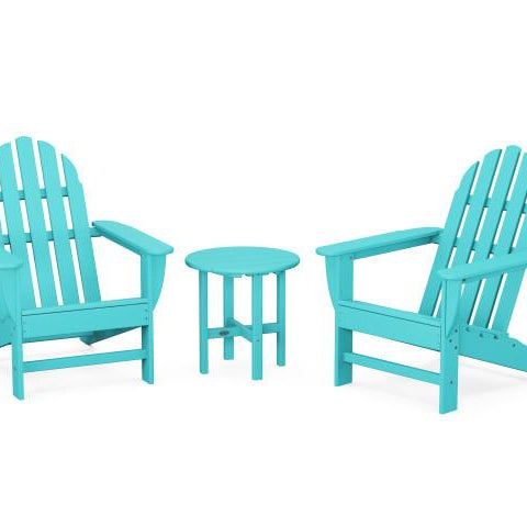 Polywood Classic Adirondack 3-Piece Set on an outdoor patio