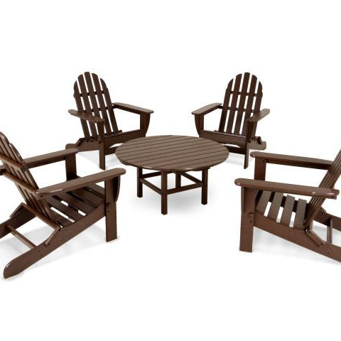 Polywood Classic Folding Adirondack 5-piece conversation group in mahogany