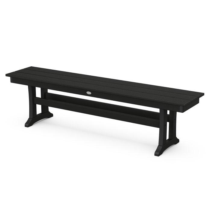 Polywood Farmhouse Trestle 65-inch bench in black