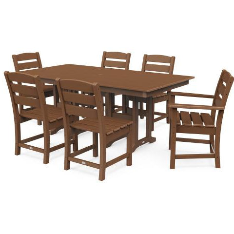 Polywood Lakeside 7-piece farmhouse dining set in teak