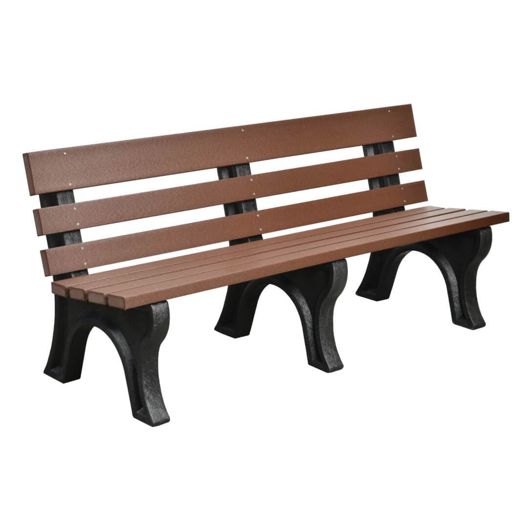 Wildridge Heritage recycled plastic outdoor park bench in Weathered Wood