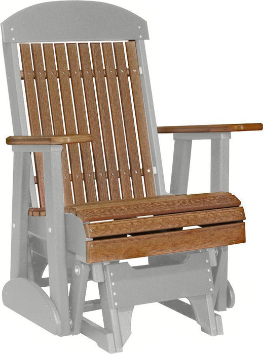 LuxCraft Antique Mahogany 2 foot Classic Highback Recycled Plastic Glider Chair