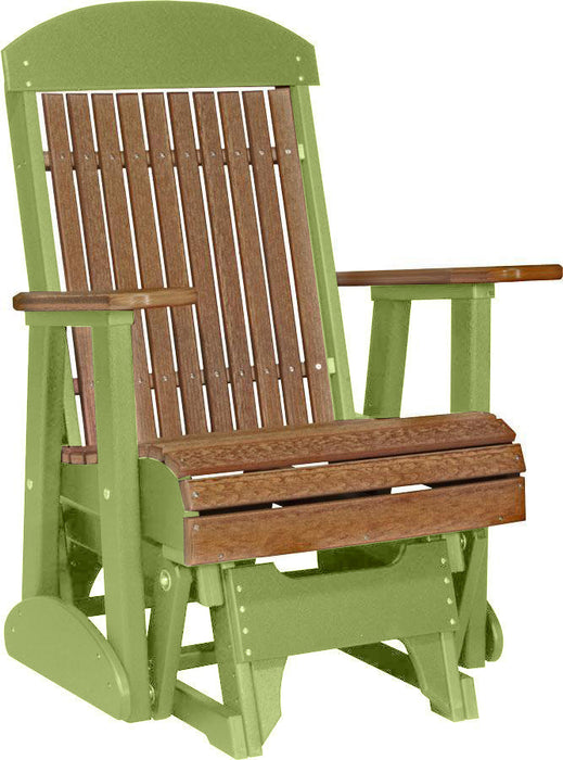 LuxCraft Antique Mahogany 2 foot Classic Highback Recycled Plastic Glider Chair