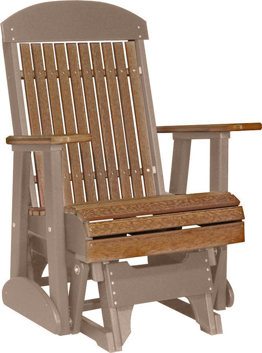 LuxCraft Antique Mahogany 2 foot Classic Highback Recycled Plastic Glider Chair