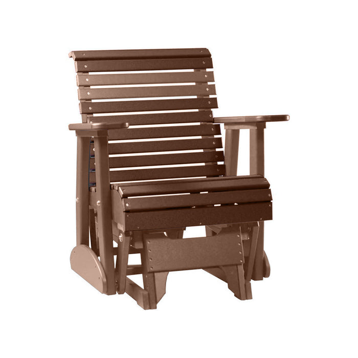 LuxCraft Chestnut Brown 2 foot Rollback Recycled Plastic Glider Chair