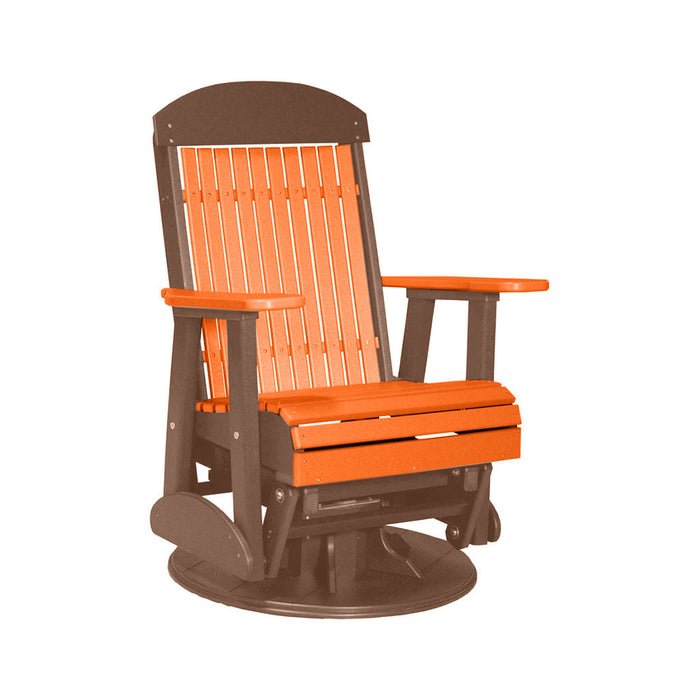 LuxCraft Tangerine 2 foot Classic Highback Recycled Plastic Swivel Glider Chair With Cup Holder