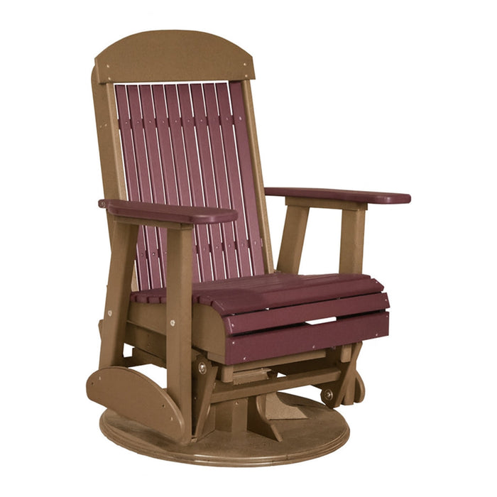 LuxCraft Cherry wood 2 foot Classic Highback Recycled Plastic Swivel Glider Chair