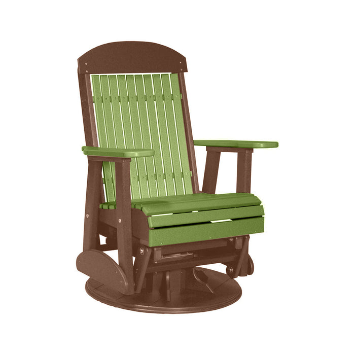 LuxCraft Lime Green 2 foot Classic Highback Recycled Plastic Swivel Glider Chair