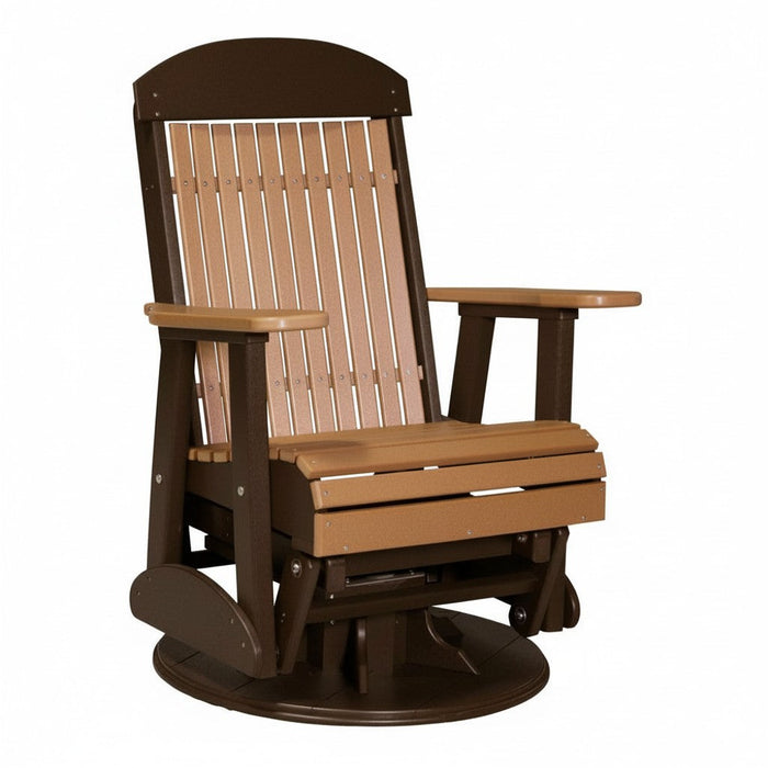 LuxCraft Cedar 2 foot Classic Highback Recycled Plastic Swivel Glider Chair With Cup Holder
