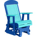 LuxCraft Aruba Blue 2 foot Classic Highback Recycled Plastic Glider Chair with Cup Holder