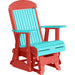 LuxCraft Aruba Blue 2 foot Classic Highback Recycled Plastic Glider Chair with Cup Holder