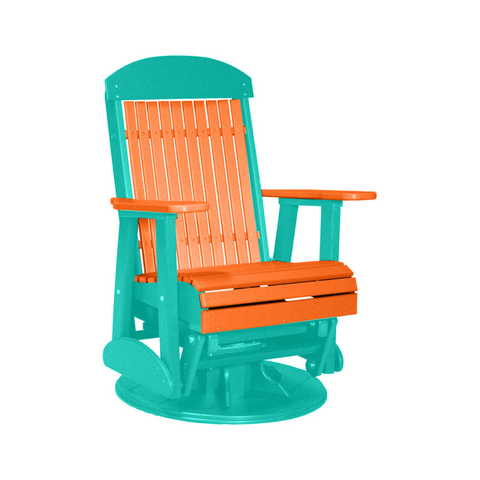 LuxCraft Tangerine 2 foot Classic Highback Recycled Plastic Swivel Glider Chair With Cup Holder