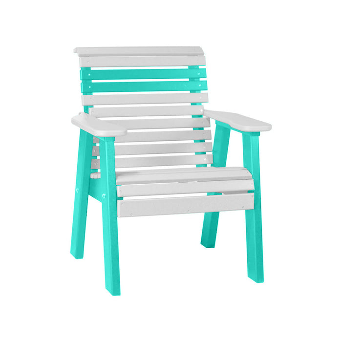 LuxCraft White 2' Rollback Recycled Plastic Chair With Cup Holder
