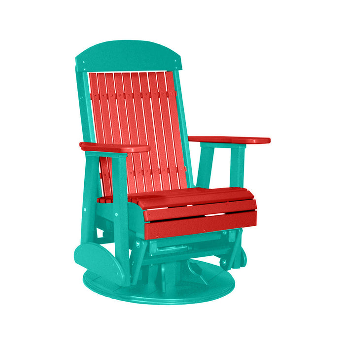LuxCraft Red 2 foot Classic Highback Recycled Plastic Swivel Glider Chair With Cup Holder