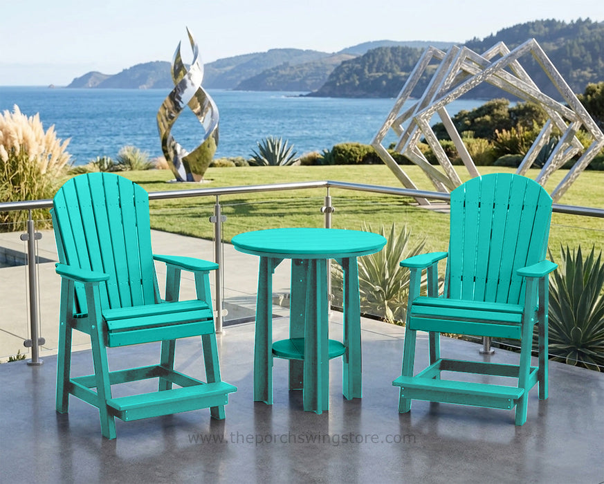 LuxCraft Aruba Blue on Antique Mahogany Poly Balcony Table Dining Sets