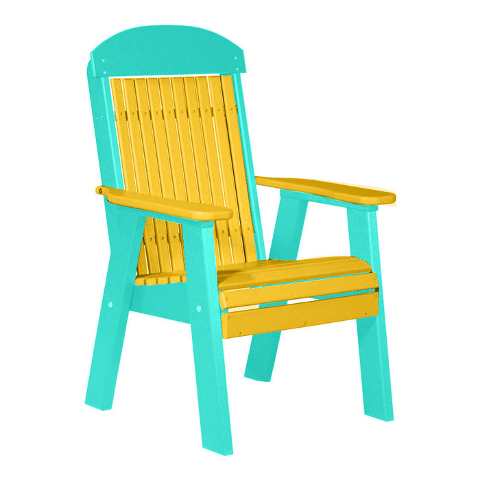 LuxCraft Yellow 2' Classic Highback Recycled Plastic Chair With Cup Holder