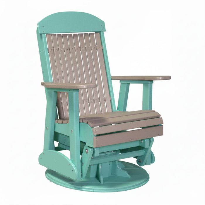 LuxCraft Weatherwood 2 foot Classic Highback Recycled Plastic Swivel Glider Chair With Cup Holder