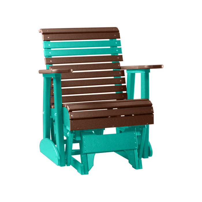 LuxCraft Chestnut Brown 2 foot Rollback Recycled Plastic Glider Chair
