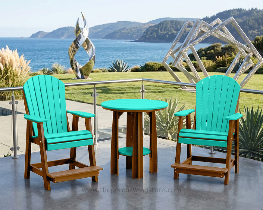 LuxCraft Antique Mahogany on Aruba Blue Poly Balcony Dining Table Sets