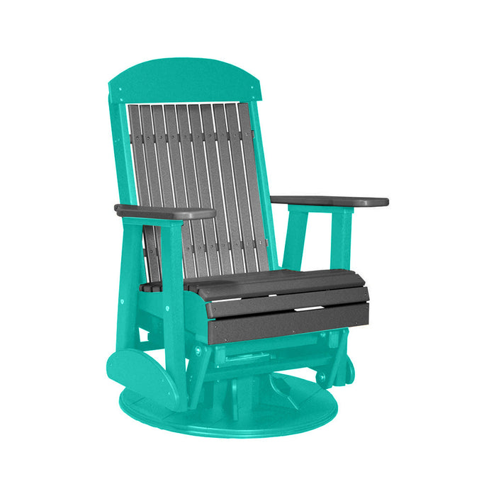 LuxCraft Slate 2 foot Classic Highback Recycled Plastic Swivel Glider Chair