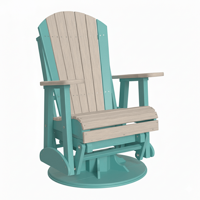 LuxCraft Birch 2 foot Classic Highback Recycled Plastic Swivel Glider Chair With Cup Holder