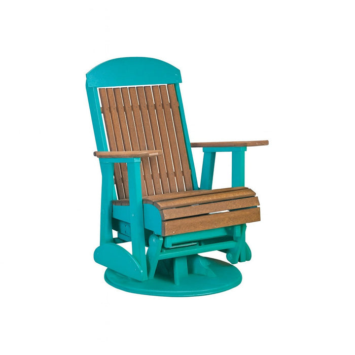 LuxCraft Antique Mahogany 2 foot Classic Highback Recycled Plastic Swivel Glider Chair