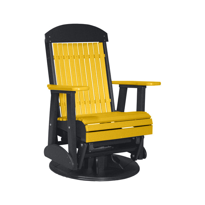 LuxCraft Yellow 2 foot Classic Highback Recycled Plastic Swivel Glider Chair