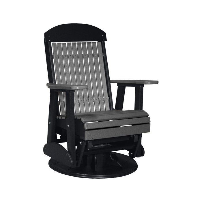 LuxCraft Slate 2 foot Classic Highback Recycled Plastic Swivel Glider Chair With Cup Holder