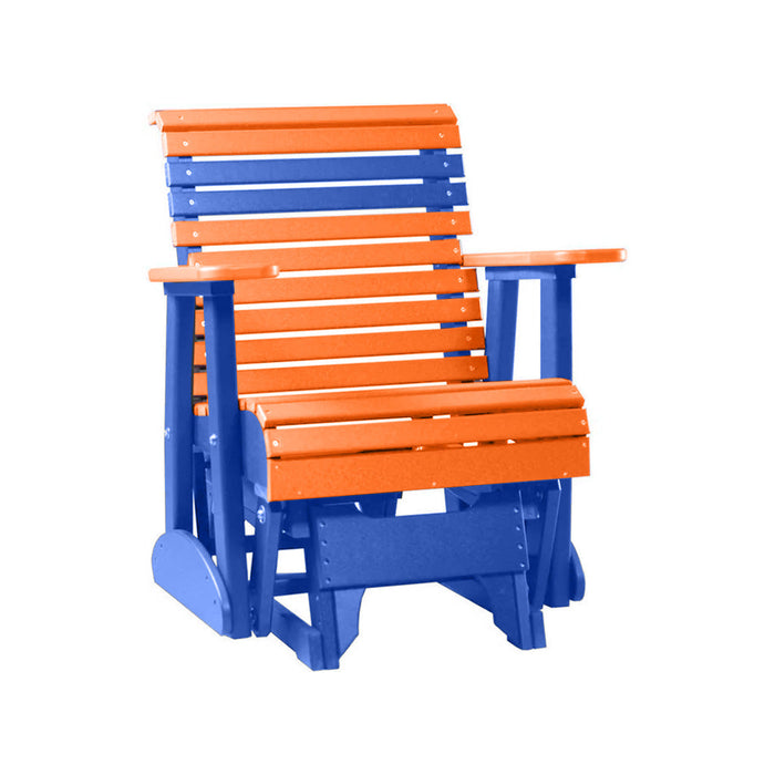 LuxCraft Tangerine 2 foot Rollback Recycled Plastic Glider Chair With Cup Holder