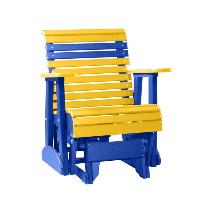 LuxCraft Yellow 2 foot Rollback Recycled Plastic Glider Chair With Cup Holder