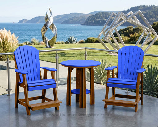 LuxCraft Antique Mahogany on Blue Poly Balcony Dining Table Sets