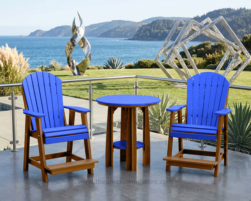 LuxCraft Antique Mahogany on Blue Poly Balcony Dining Table Sets