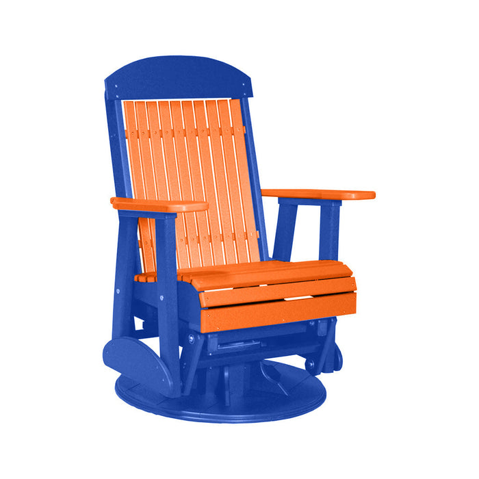 LuxCraft Tangerine 2 foot Classic Highback Recycled Plastic Swivel Glider Chair With Cup Holder
