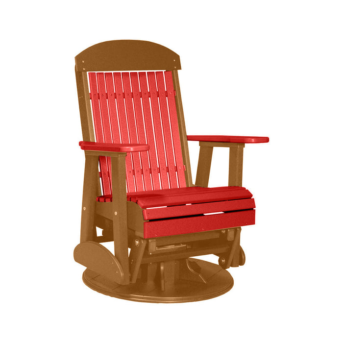 LuxCraft Red 2 foot Classic Highback Recycled Plastic Swivel Glider Chair With Cup Holder