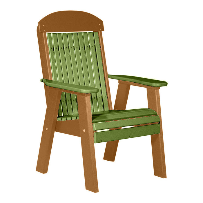 LuxCraft Lime Green 2' Classic Highback Recycled Plastic Chair With Cup Holder