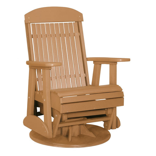 LuxCraft Cedar 2 foot Classic Highback Recycled Plastic Swivel Glider Chair With Cup Holder