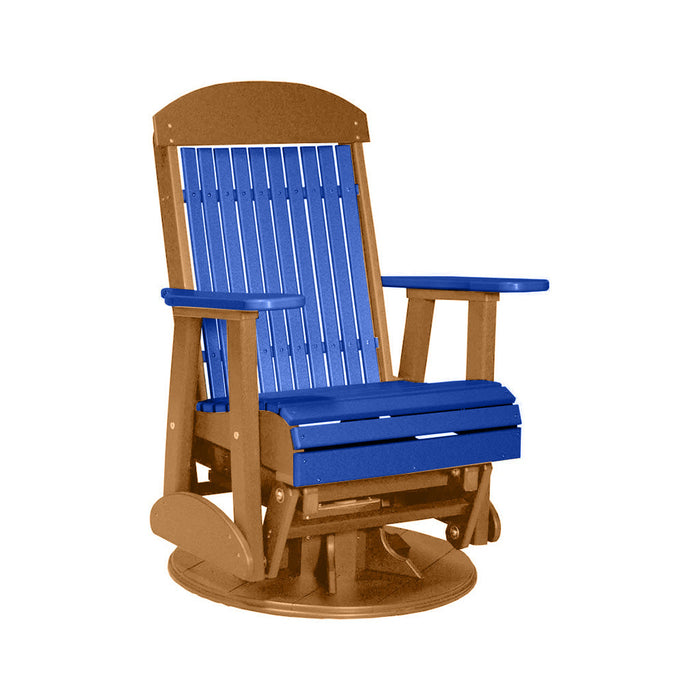 LuxCraft Blue 2 foot Classic Highback Recycled Plastic Swivel Glider Chair With Cup Holder