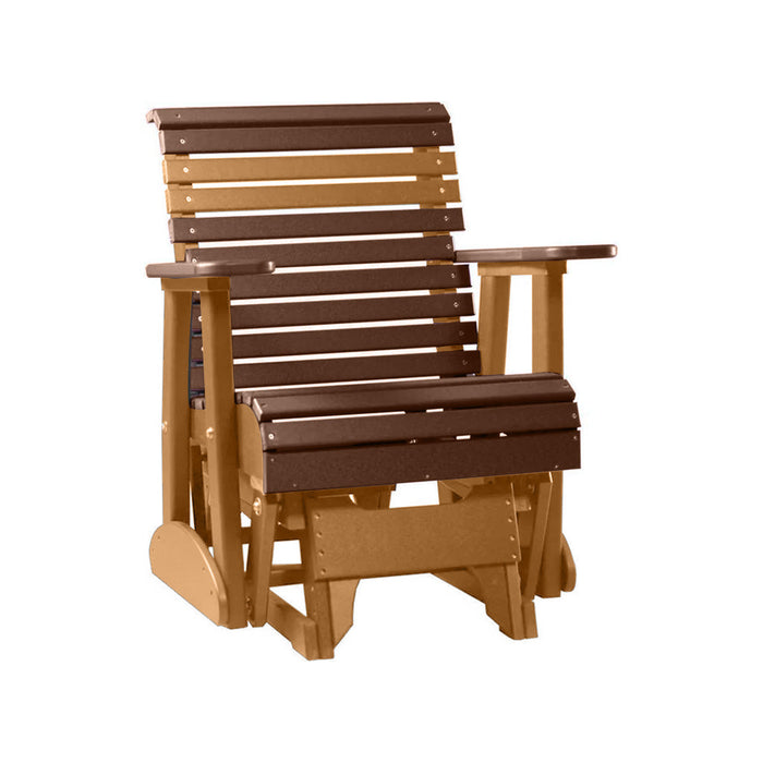 LuxCraft Chestnut Brown 2 foot Rollback Recycled Plastic Glider Chair