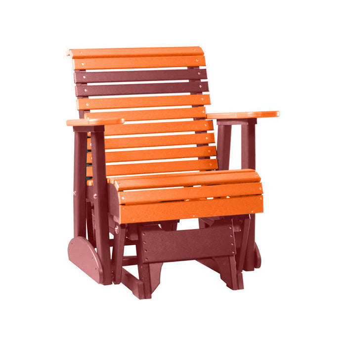 LuxCraft Tangerine 2 foot Rollback Recycled Plastic Glider Chair With Cup Holder