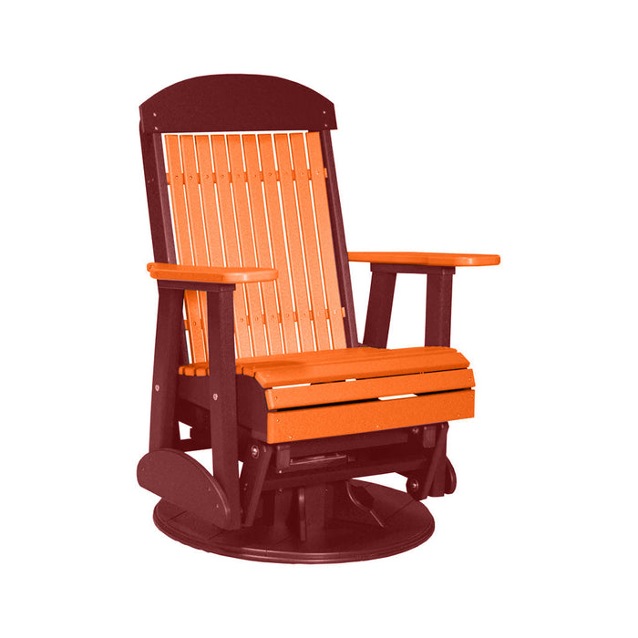 LuxCraft Tangerine 2 foot Classic Highback Recycled Plastic Swivel Glider Chair With Cup Holder