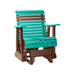 LuxCraft Aruba Blue 2 foot Rollback Recycled Plastic Glider Chair With Cup Holder