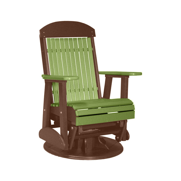 LuxCraft Lime Green 2 foot Classic Highback Recycled Plastic Swivel Glider Chair