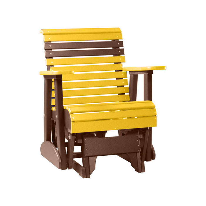 LuxCraft Yellow 2 foot Rollback Recycled Plastic Glider Chair With Cup Holder