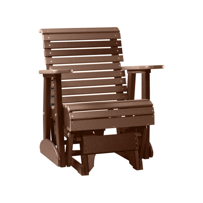 LuxCraft Antique Mahogany 2 foot Rollback Recycled Plastic Glider Chair