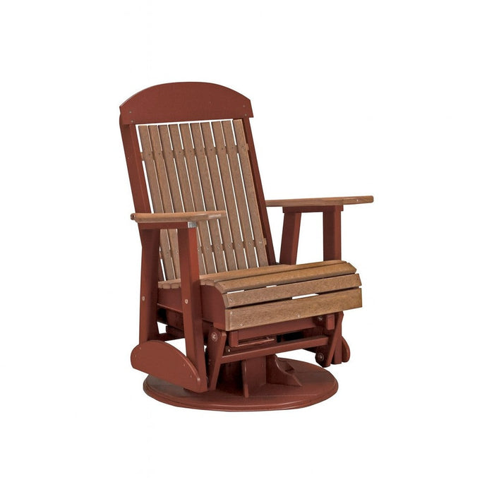 LuxCraft Antique Mahogany 2 foot Classic Highback Recycled Plastic Swivel Glider Chair