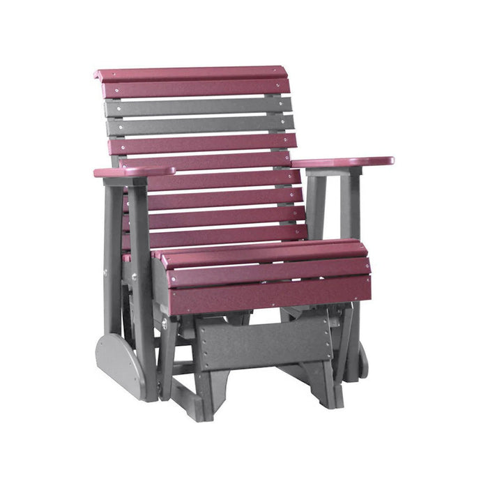 LuxCraft Cherry wood 2 foot Rollback Recycled Plastic Glider Chair