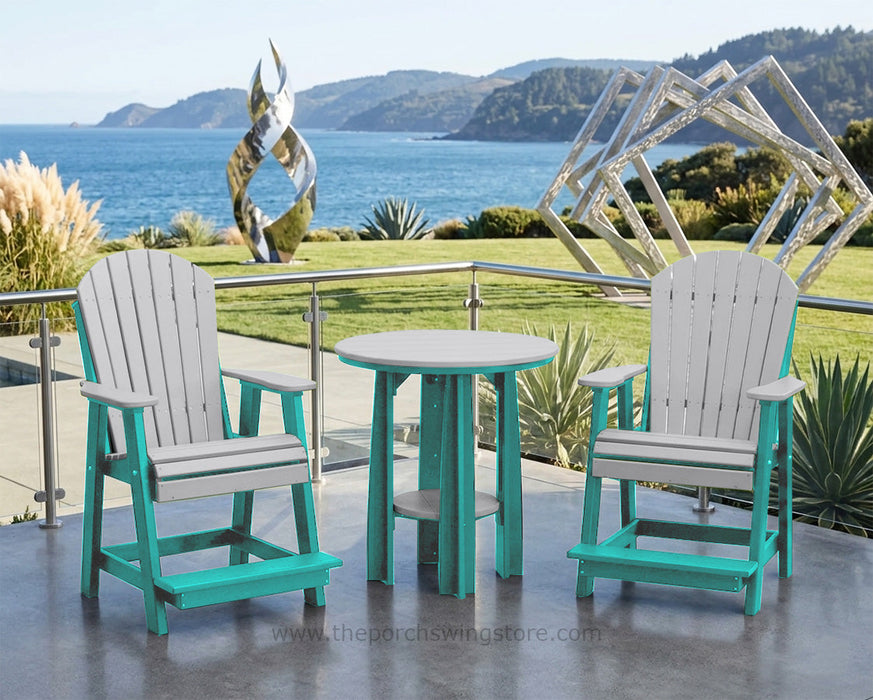 LuxCraft Aruba Blue on Dove Gray Poly Balcony Table Dining Sets
