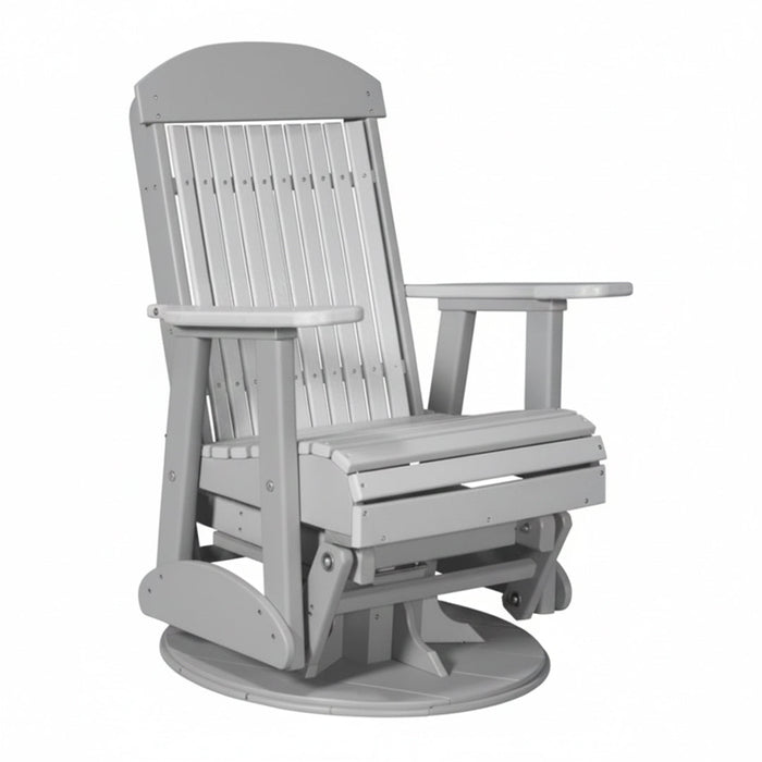 LuxCraft Dove Gray 2 foot Classic Highback Recycled Plastic Swivel Glider Chair