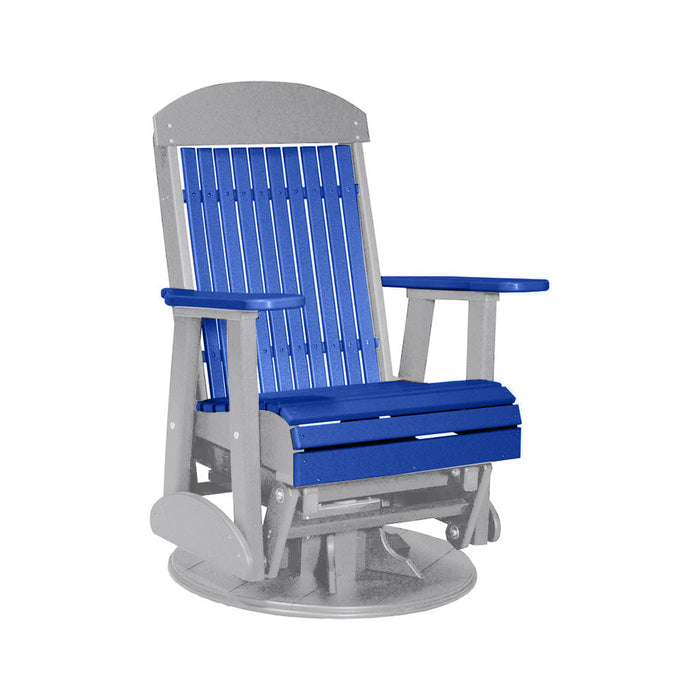 LuxCraft Blue 2 foot Classic Highback Recycled Plastic Swivel Glider Chair With Cup Holder