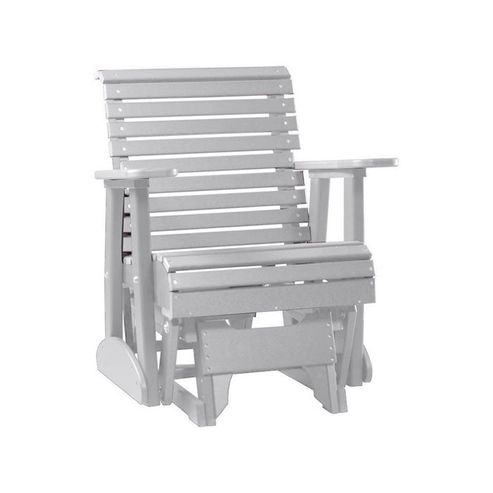 LuxCraft Dove Gray 2 foot Rollback Recycled Plastic Glider Chair With Cup Holder